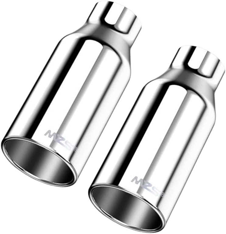 MZS Exhaust Tip, 2.5" Inlet 4" Outlet 9" Length Tailpipe Universal - Stainless Steel - 2PCS