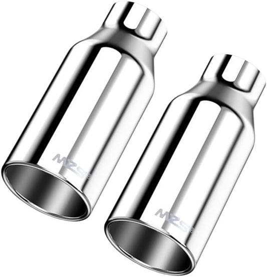 MZS Exhaust Tip, 2.5" Inlet 4" Outlet 9" Length Tailpipe Universal - Stainless Steel - 2PCS