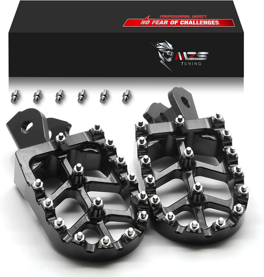 MZS Dirt Bike Foot Pegs, CNC Motocross Footpeg MX Footrest Rest Pedal Black Compatible with CRF250F CRF150F CRF230F XR150L Sur Light Bee X S LBS LBX MX3 XXX KDX200 HAWK 250 X160 X260 E Ride Pro SS