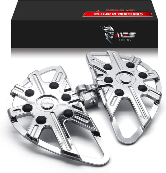 MZS Motorcycle Foot Pegs, Touring Front Floorboards Cruiser Rear Footboards Skeleton Chrome Compatible with Sportster Softail Dyna V Rod Road Glide Electra Street Glide Road King Trike 84-24