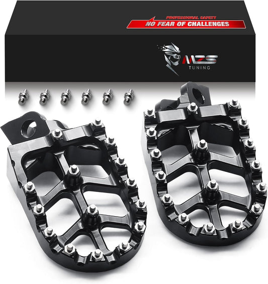 MZS Dirt Bike Foot Pegs, CNC Motocross Footpeg MX Footrest Pedal Black Compatible with KLX140 KLX140G 08-23 / KX65 00-24 / KX80 98-00 / KX85 01-24 / KX100 98-20 / KX112 22-24 / RM65 03-05 / RM100 03 Visit the MZS Store