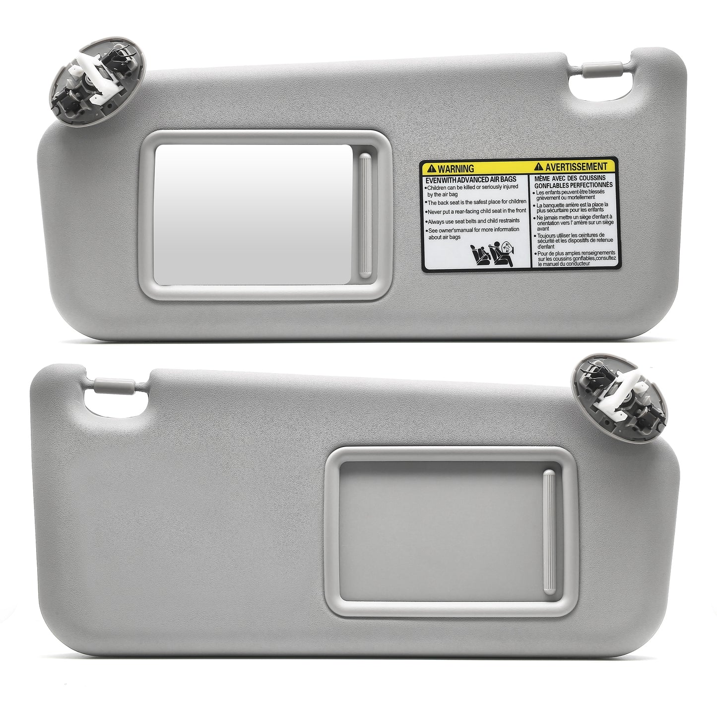 MZS Sun Visor Left Driver & Right Passenger Side Replacement Fit For 2006-2013 RAV4 Without Sunroof (Gray)