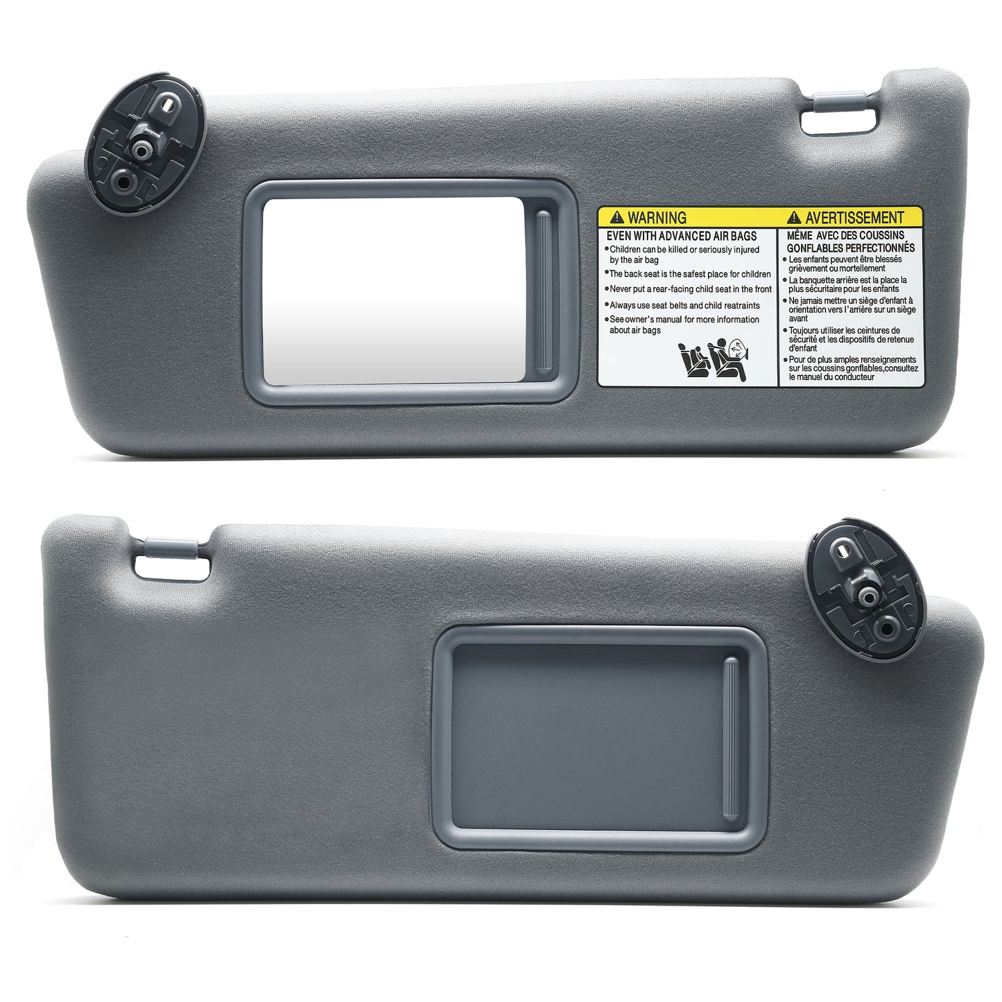MZS Sun Visor Left Driver & Right Passenger Side Replacement Fit For 2005-2012 Tacoma Without Sunroof (Gray)
