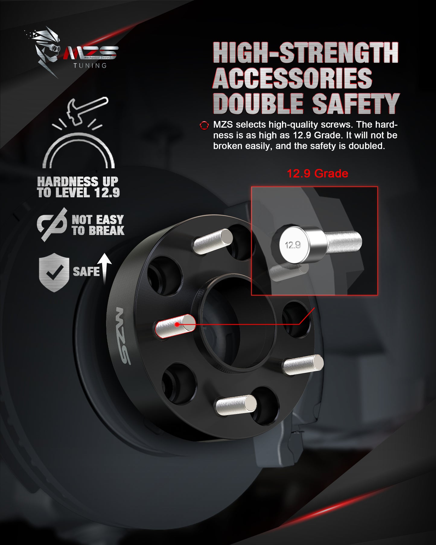 MZS 5X5 Wheel Spacers - 5x127 71.5mm M14x1.5 Fit for Jeep Wrangler JL / Grand Cherokee / Durango / Gladiator JT