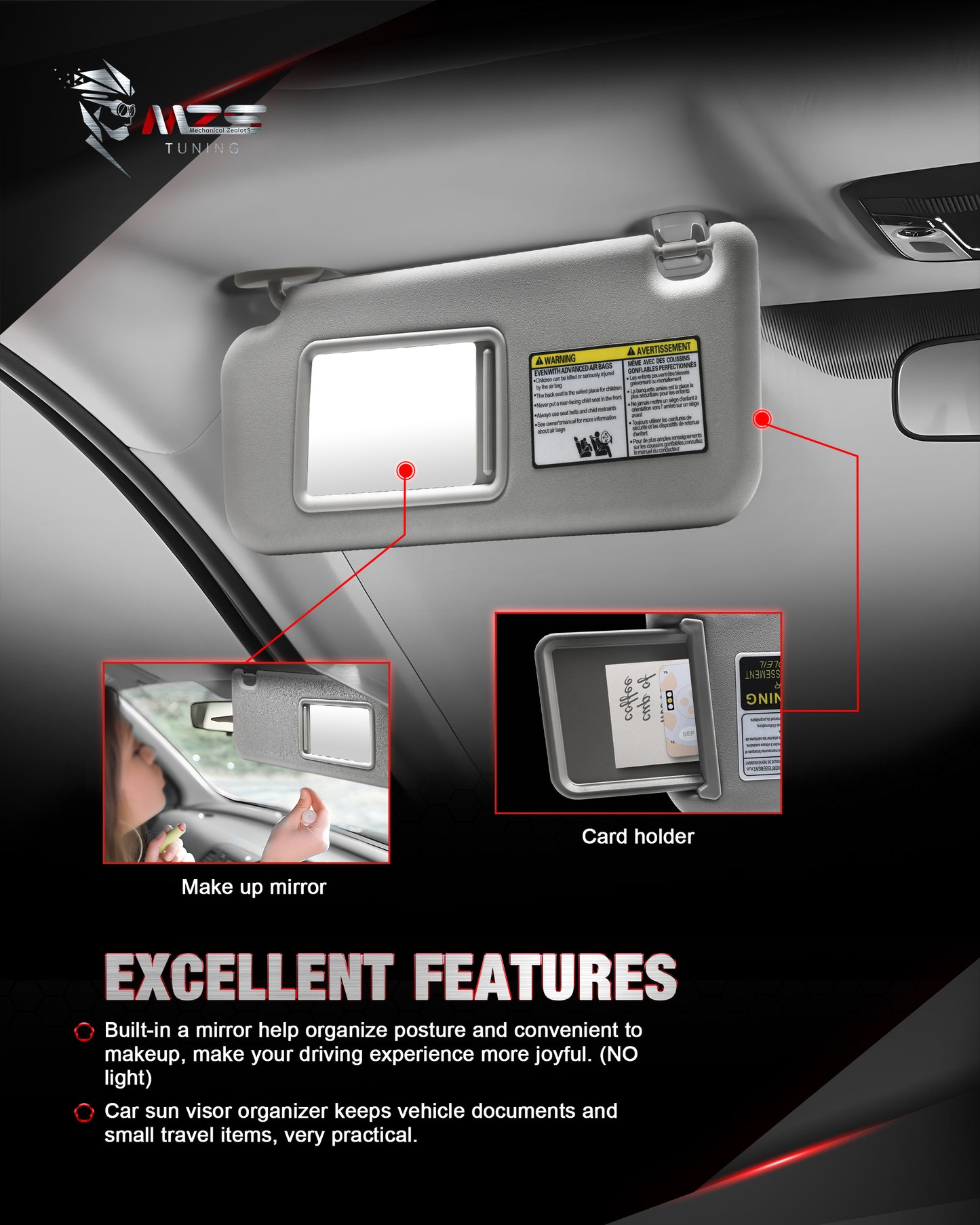 MZS Sun Visor Left Driver & Right Passenger Side Replacement Fit For 2006-2013 RAV4 Without Sunroof (Gray)