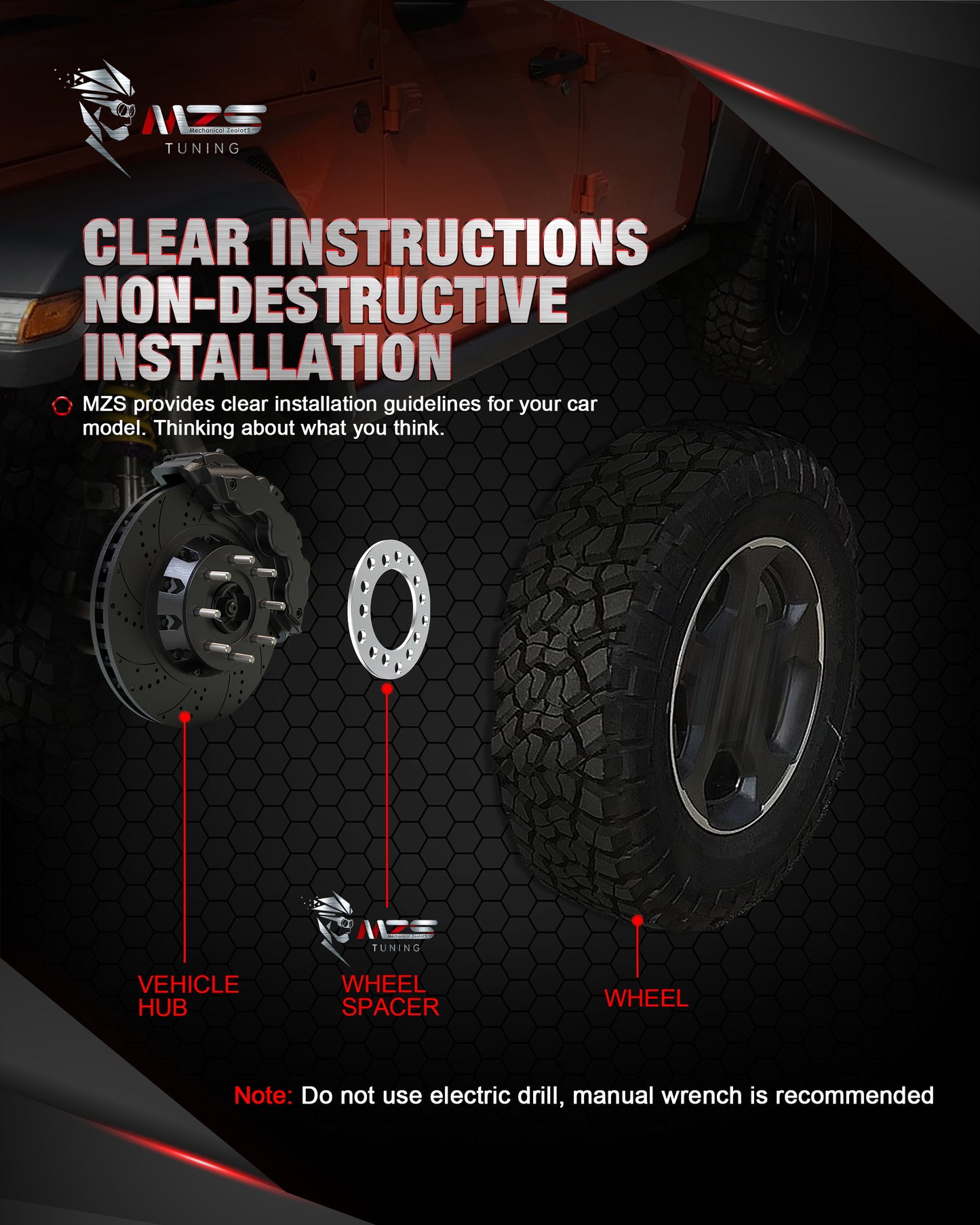 MZS 5x5.5 Wheel Spacers - 5x120 5x4.75 5x120.7 5x127 5x139.7 - M14 1/2" 9/16" Fit 5lug Universal