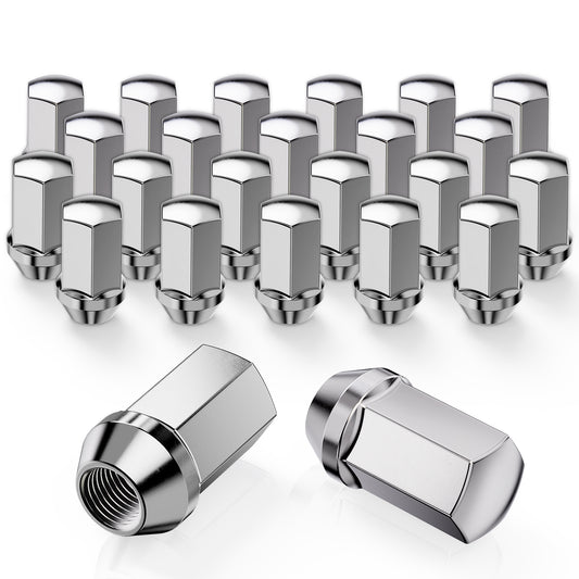 MZS M14x1.5 Lug Nuts, 7/8" Hex Closed End Conical Seat Wheel Nut for Selected Models, One-Piece Design Lugnuts, Replace OEM 9596070 611-236 611-330 611-152, 611-331 15551469 9598179, Chrome, 24PCS