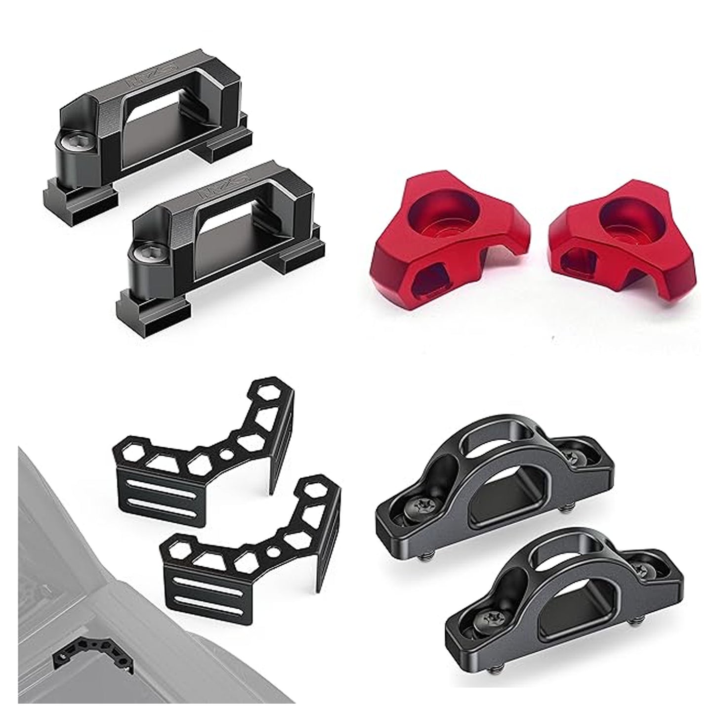 MZS Truck Bed Tie Down Anchors & Corner Gussets & Hook Aluminium Tie Down Anchors Compatible with Tacoma, Replace Part Number PT278-35231, PT278-35100-BH, 663120C010, PT278-35112