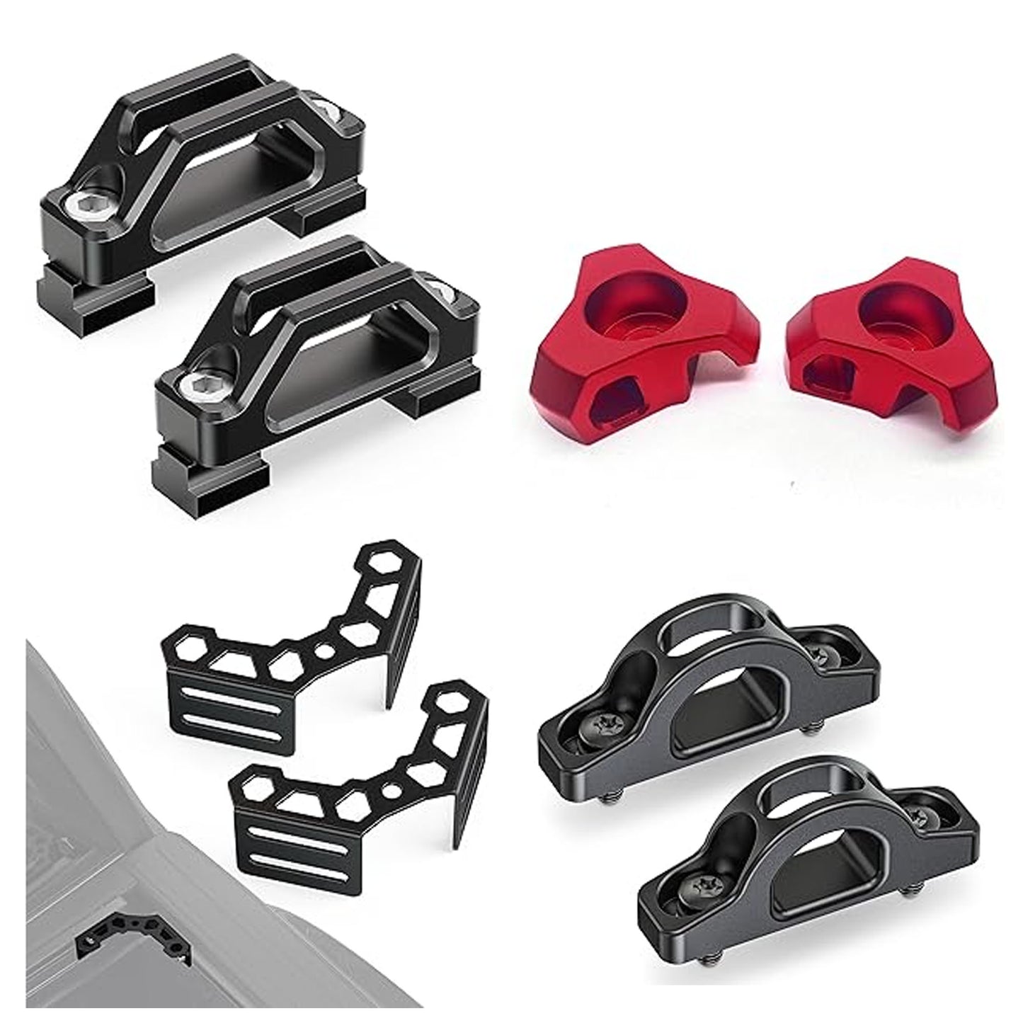 MZS Truck Bed Cleat & Corner Gussets & Hook Aluminium Tie Down Anchors Compatible with Tacoma, Replace Part Number PT278-35231, PT278-35100-BH, 663120C010, PT278-35112