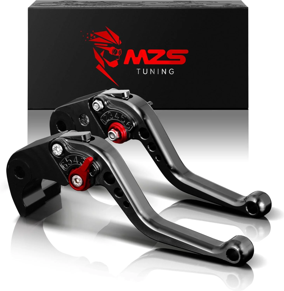 MZS TUNING Black Motorcycle Brake Clutch Levers Adjustable Short CNC Compatible with Kawasaki Z300 2015-2017