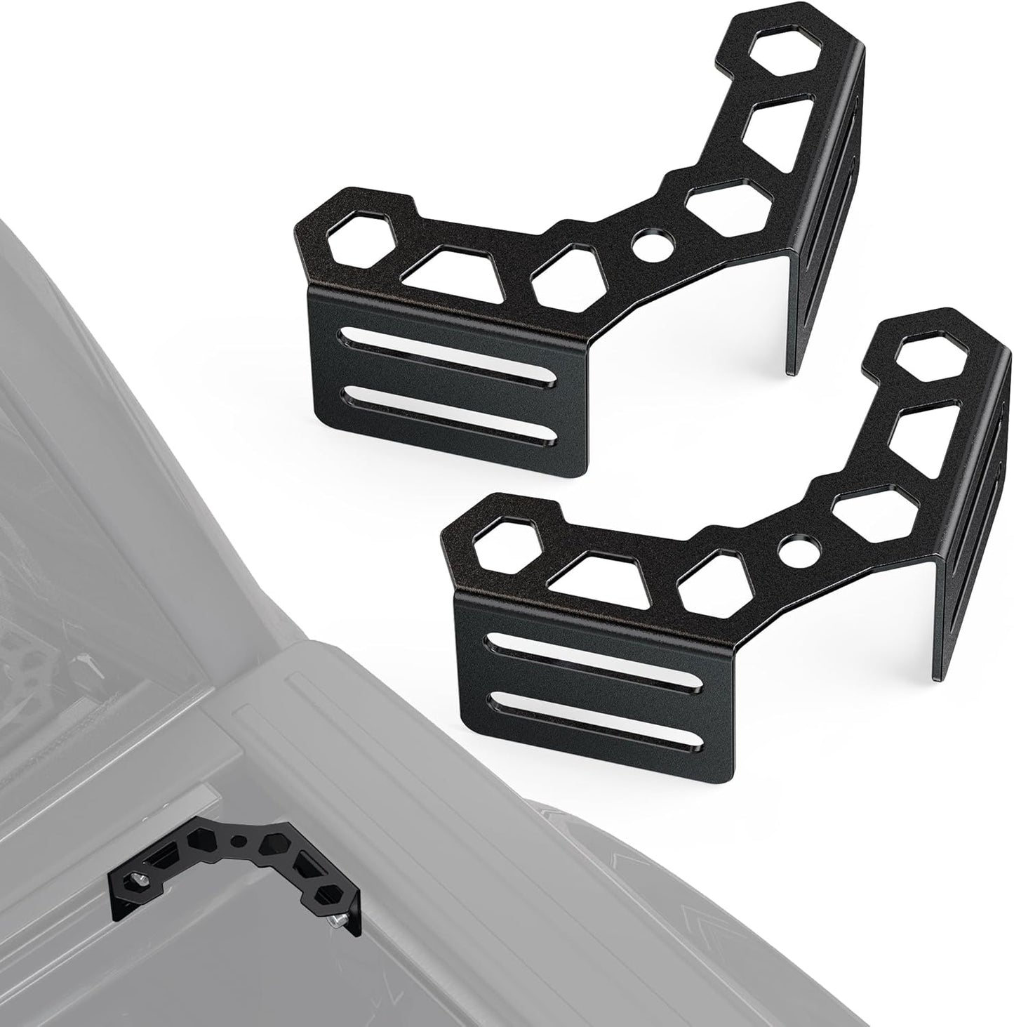 MZS Truck Bed Corner Gussets Compatible with Tacoma 2005-2015 2024-2025, Front Side Rail Tie Down Anchor Mounting Brackets T Slot Nuts for Cargo CB Antenna Flag Whip Light, Balck, Pack of 2