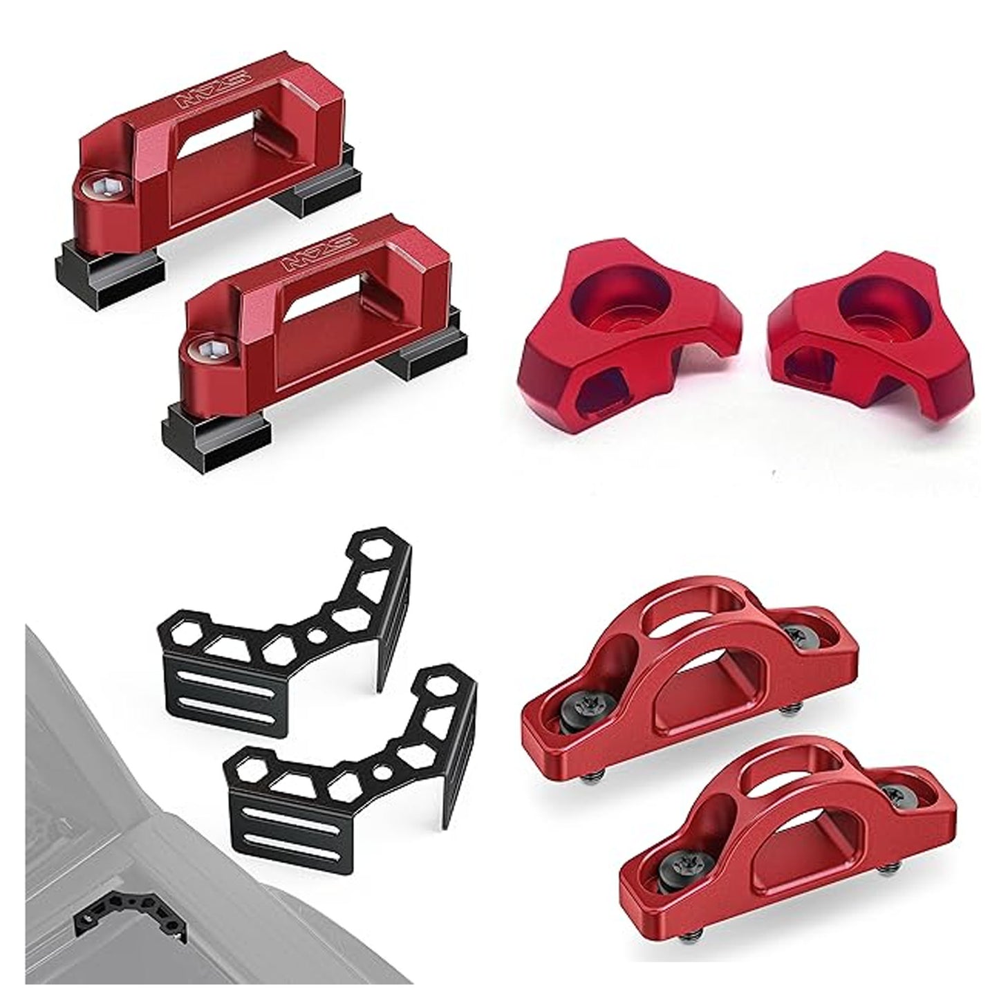 MZS Truck Bed Tie Down Anchors & Corner Gussets & Hook Aluminium Tie Down Anchors Compatible with Tacoma, Replace Part Number PT278-35231, PT278-35100-BH, 663120C010, PT278-35112