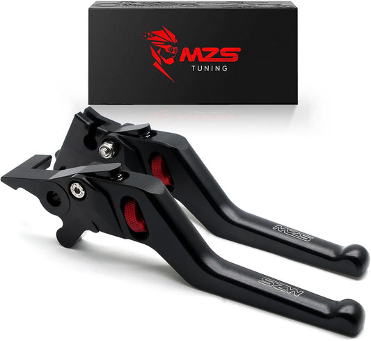 MZS Black Motorcycle Brake Clutch Levers Wheel Roller CNC Adjustable Short Compatible with Kawasaki