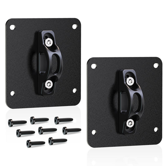 MZS Truck Bed Tie Down Anchors Compatible with 2015-2026 F150 Raptor Lightning / F250 F350 F450 F550 Super Duty, Steel Plates & Aluminium Cleats Replace FL3Z99000A64B FL3Z-9928408-AB, Black, 2Pcs