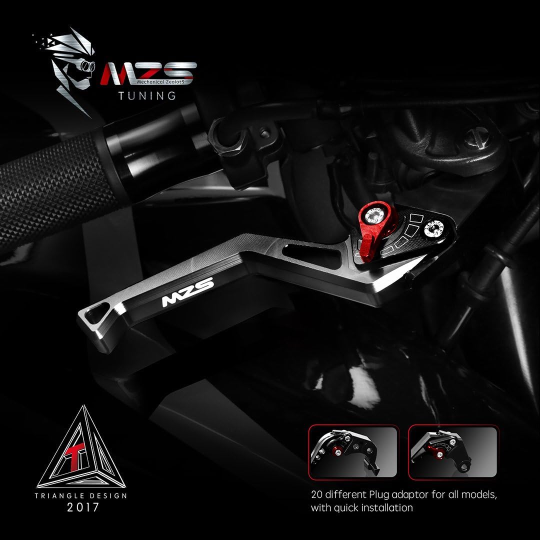 MZS Black Motorcycle Brake Clutch Levers Adjustable Short Compatible with Honda