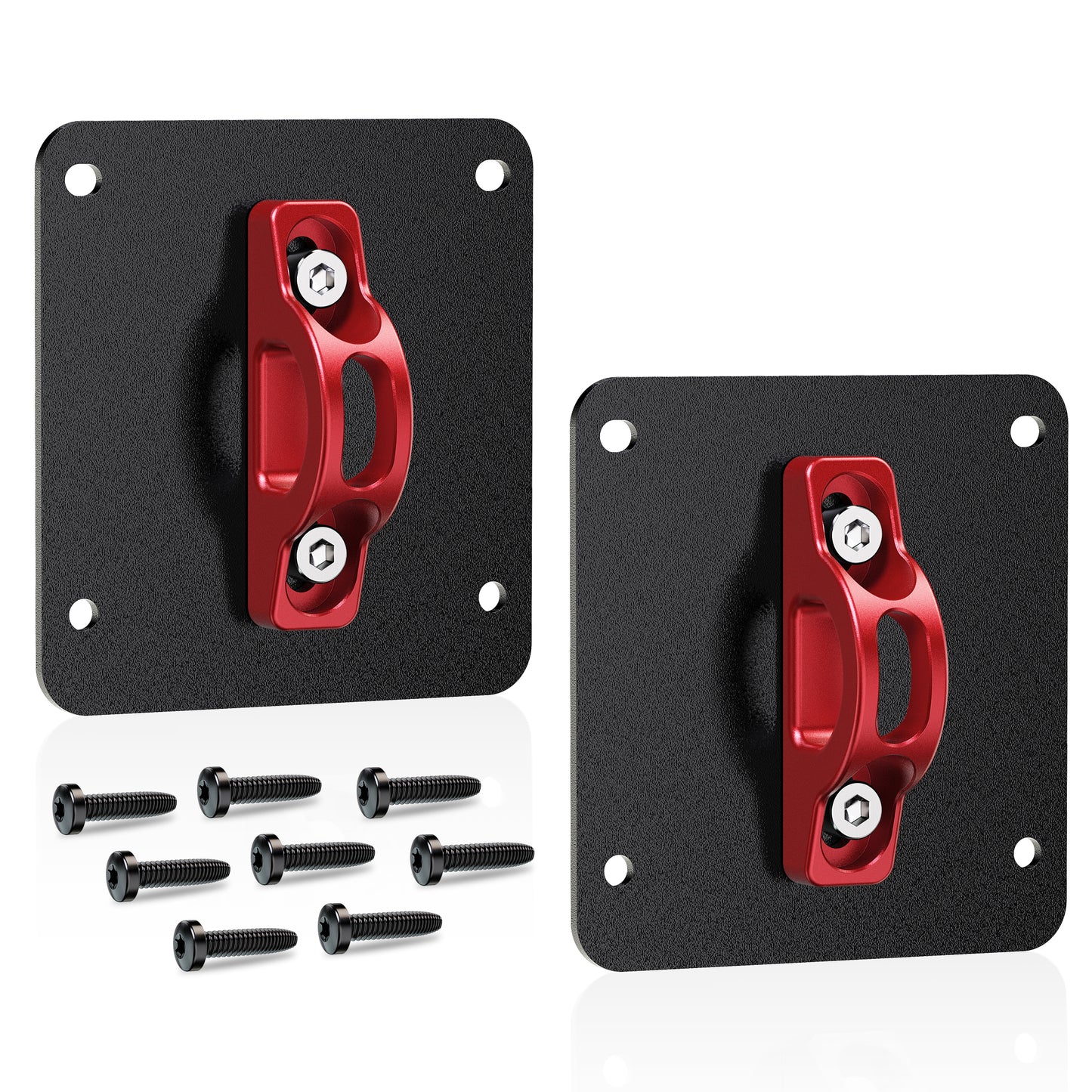 MZS Truck Bed Tie Down Anchors Compatible with 2015-2026 F150 Raptor Lightning / F250 F350 F450 F550 Super Duty, Steel Plates & Aluminium Cleats Replace FL3Z99000A64B FL3Z9928408AB, Red, 2Pcs