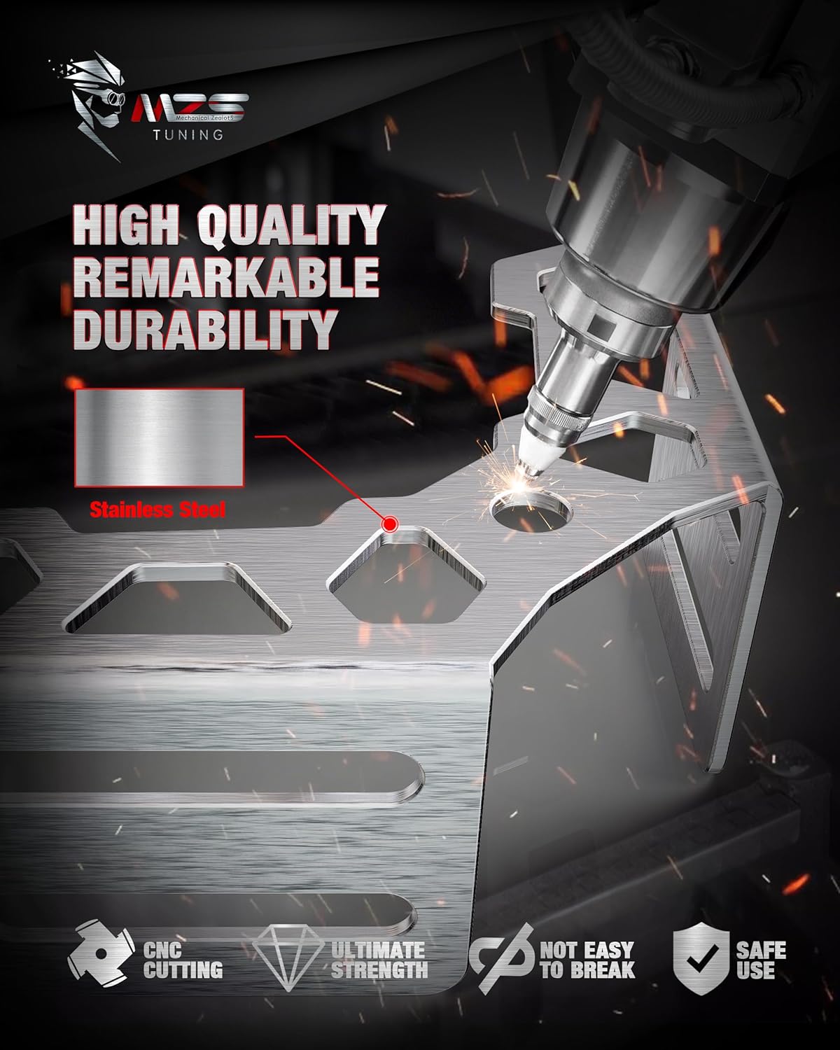 MZS Truck Bed Corner Gussets Compatible with Tacoma 2005-2015 2024-2025, Front Side Rail Tie Down Anchor Mounting Brackets T Slot Nuts for Cargo CB Antenna Flag Whip Light, Balck, Pack of 2