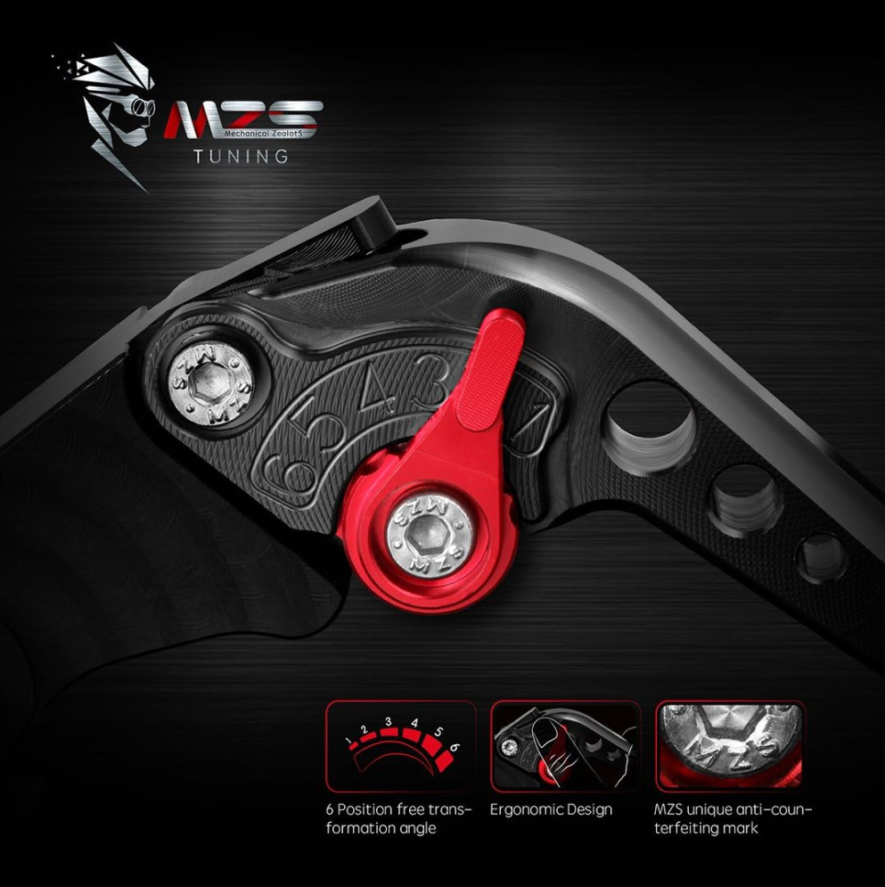 MZS TUNING Black Motorcycle Brake Clutch Levers Adjustable Short CNC Compatible with Kawasaki Z300 2015-2017