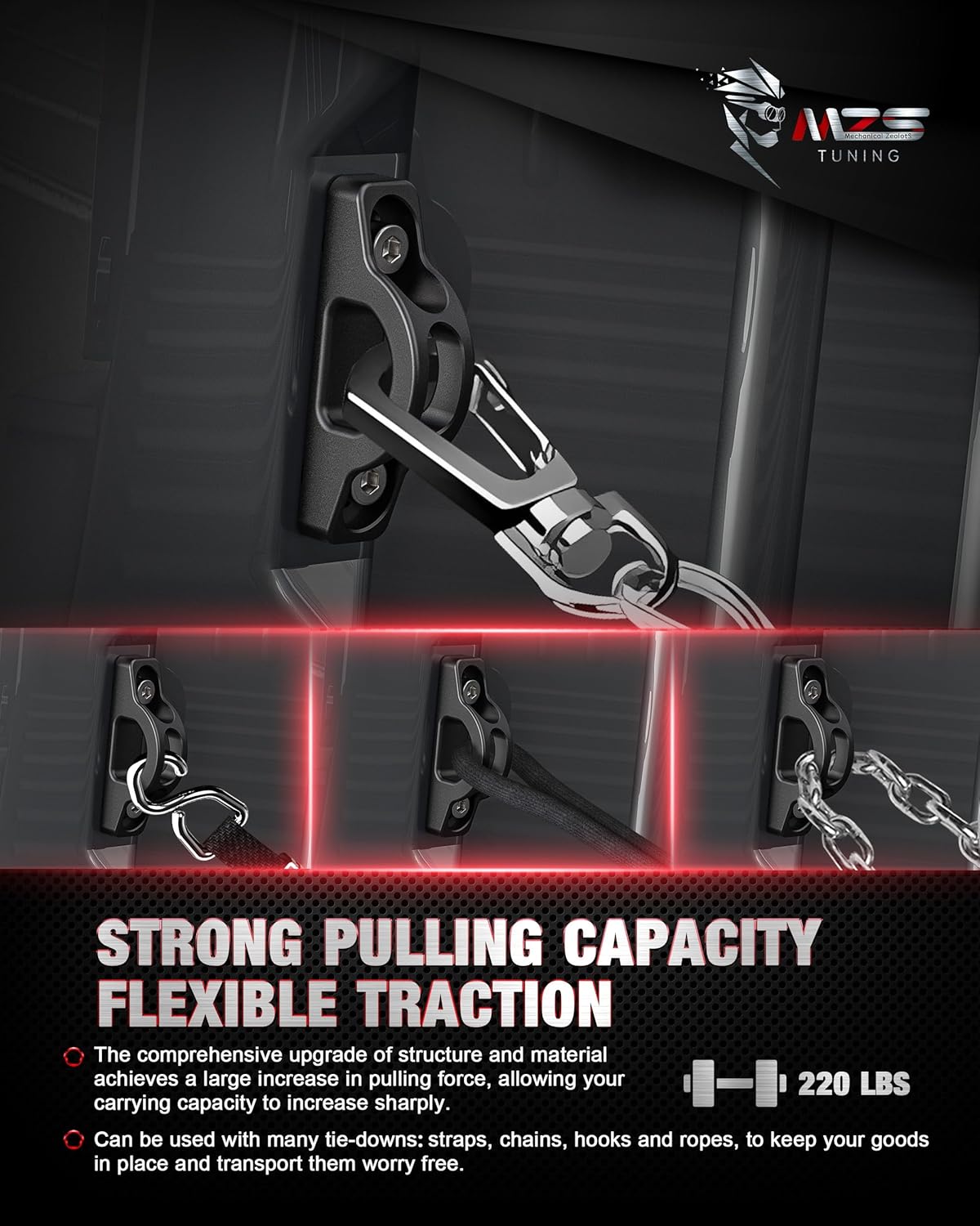 MZS Cargo Tie Down Hooks Truck Bed Anchors Inner Rope Hook Compatible with 2002-2008 Ram 1500 2500 3500/2019-2025 Ram 2500 3500, Replace 55276735AB 68365836AA, Pack of 2