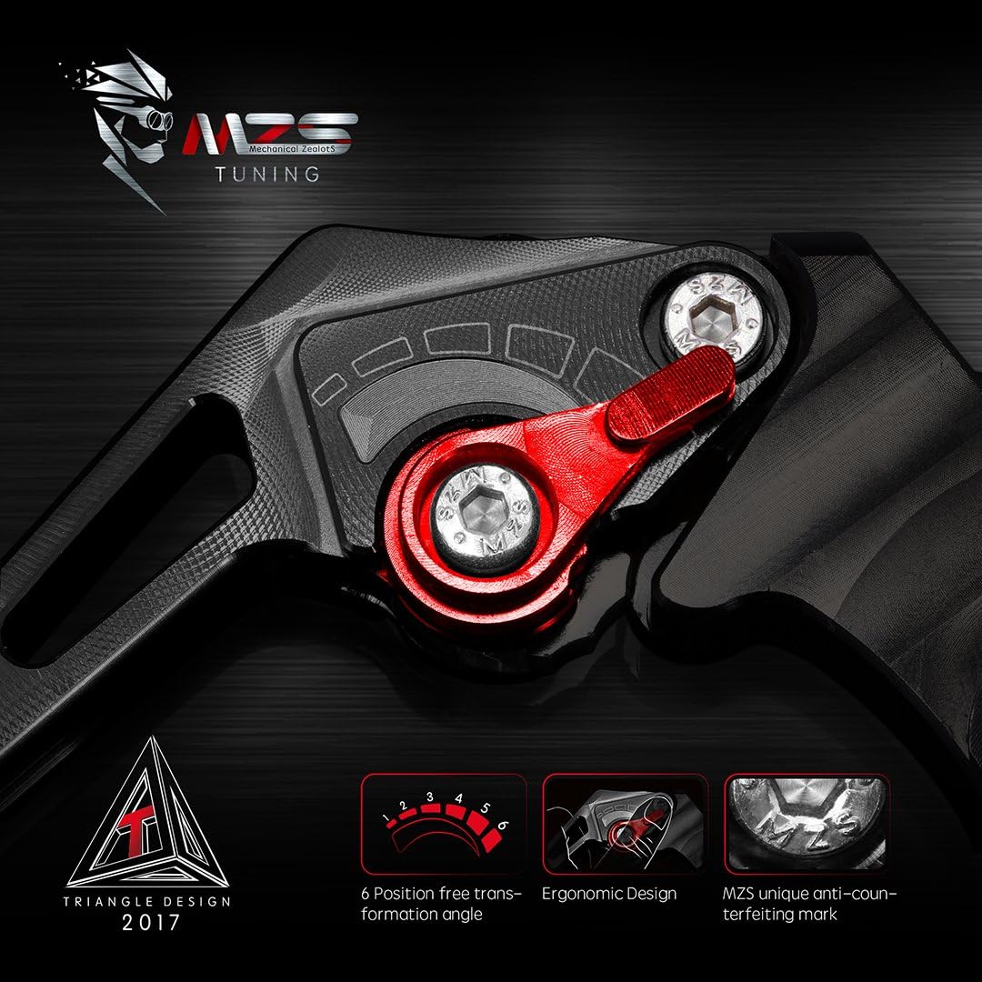 MZS Black Motorcycle Brake Clutch Levers Adjustable Short Compatible with Honda