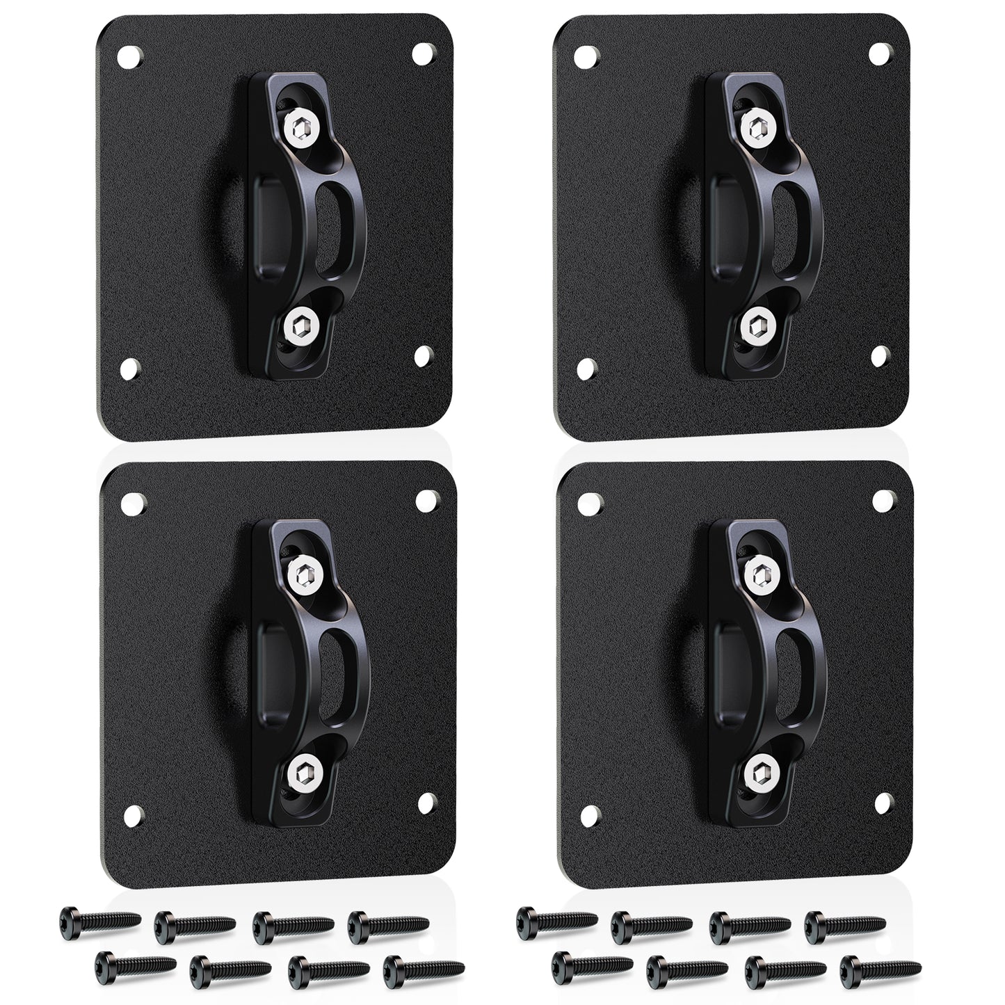 MZS Truck Bed Tie Down Anchors Compatible with 2015-2026 F150 Raptor Lightning / F250 F350 F450 F550 Super Duty, Steel Plates & Aluminium Cleats Replace FL3Z99000A64B FL3Z-9928408-AB, Black, 2Pcs