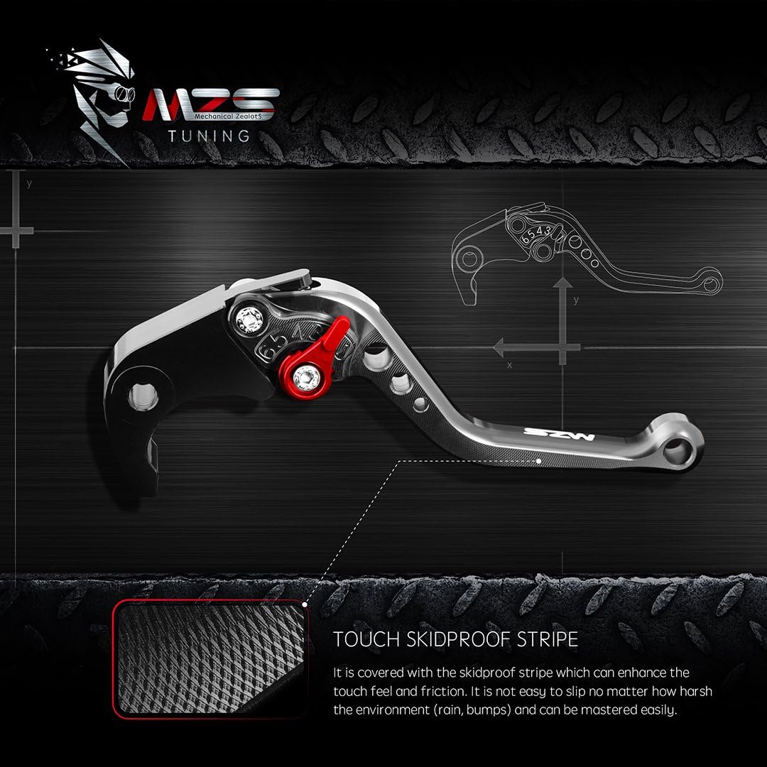 MZS Black Motorcycle Brake Clutch Levers Adjustable Short CNC Compatible with Honda