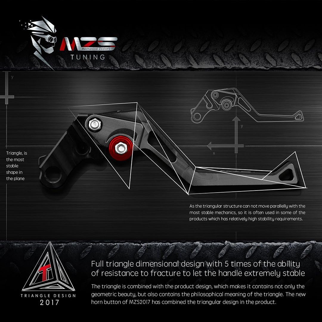 MZS Black Motorcycle Brake Clutch Levers Adjustable Short Compatible with Honda