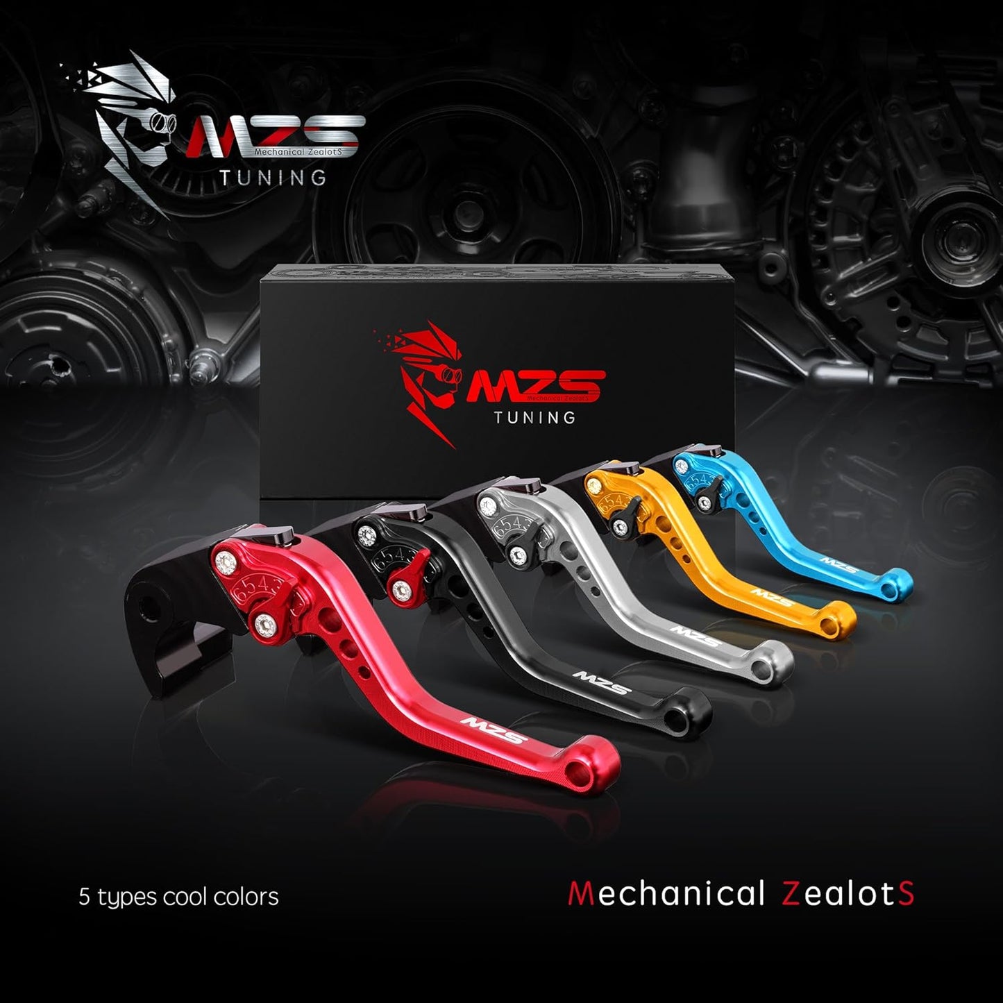 MZS Black Motorcycle Brake Clutch Levers Adjustable Short CNC Compatible with Honda