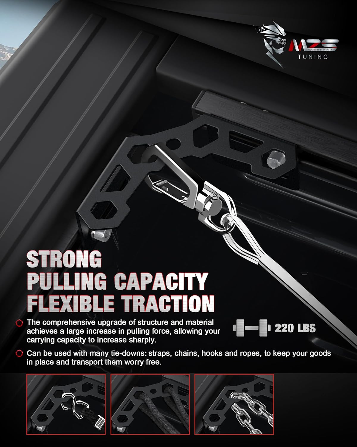MZS T Slot Tie Downs & Corner Anchors Brackets & Truck Bed Hooks Compatible with Tacoma