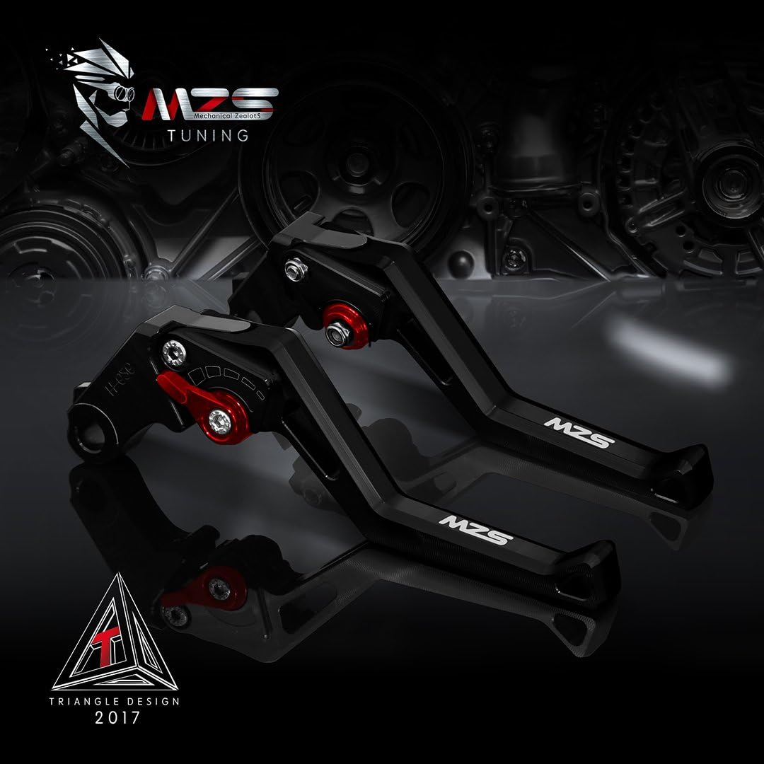 MZS Black Motorcycle Brake Clutch Levers Adjustable Short Compatible with Honda