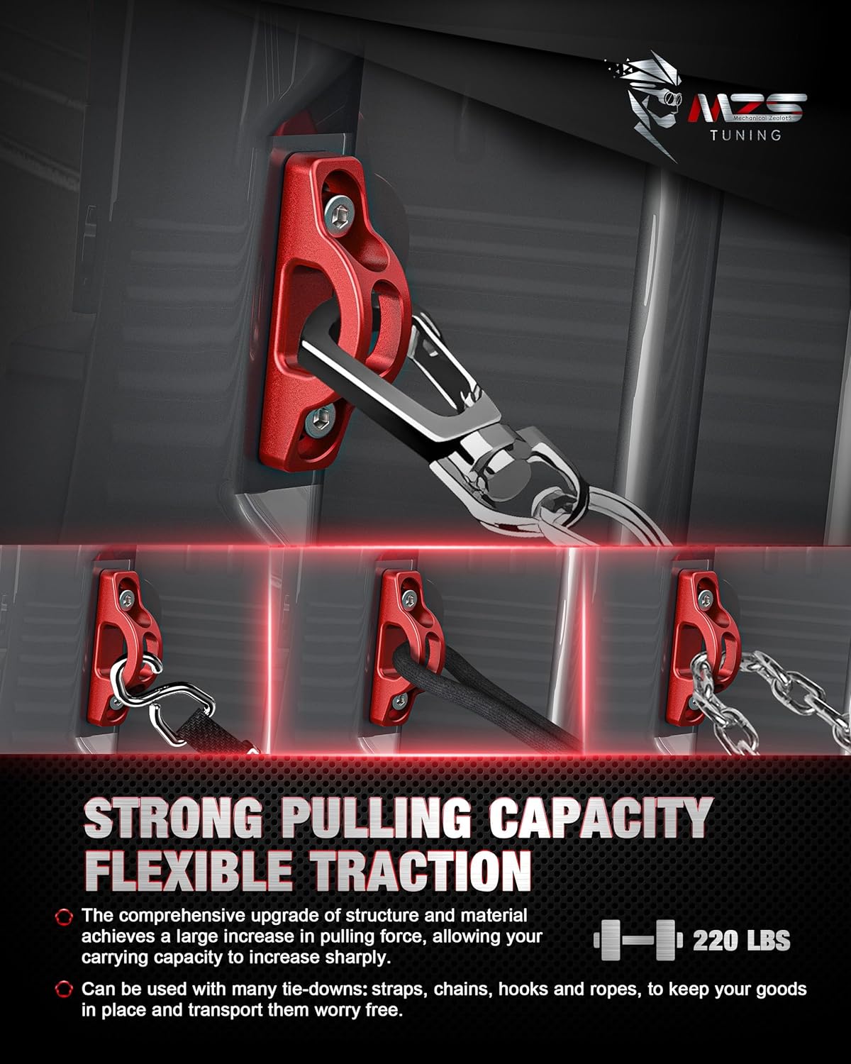 MZS Truck Bed Hooks & Tie Down Anchors & Bed Corner Brackets Compatible with Tacoma