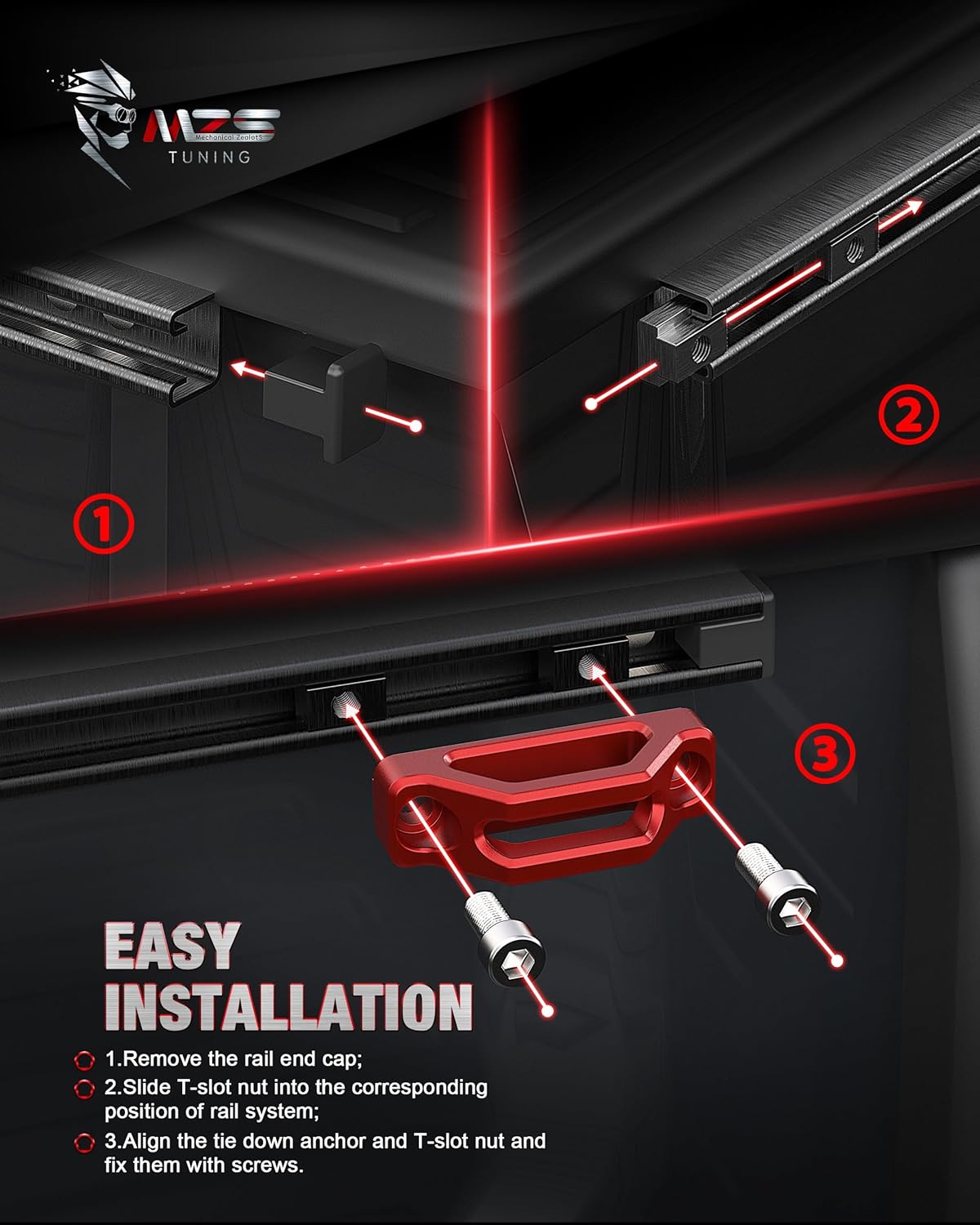 MZS Truck Bed Hook & Tie Down Cleat Aluminium Tie Down Anchors Compatible with Tacoma, Replace Part Number PT278-35231, 663120C010, PT278-35112