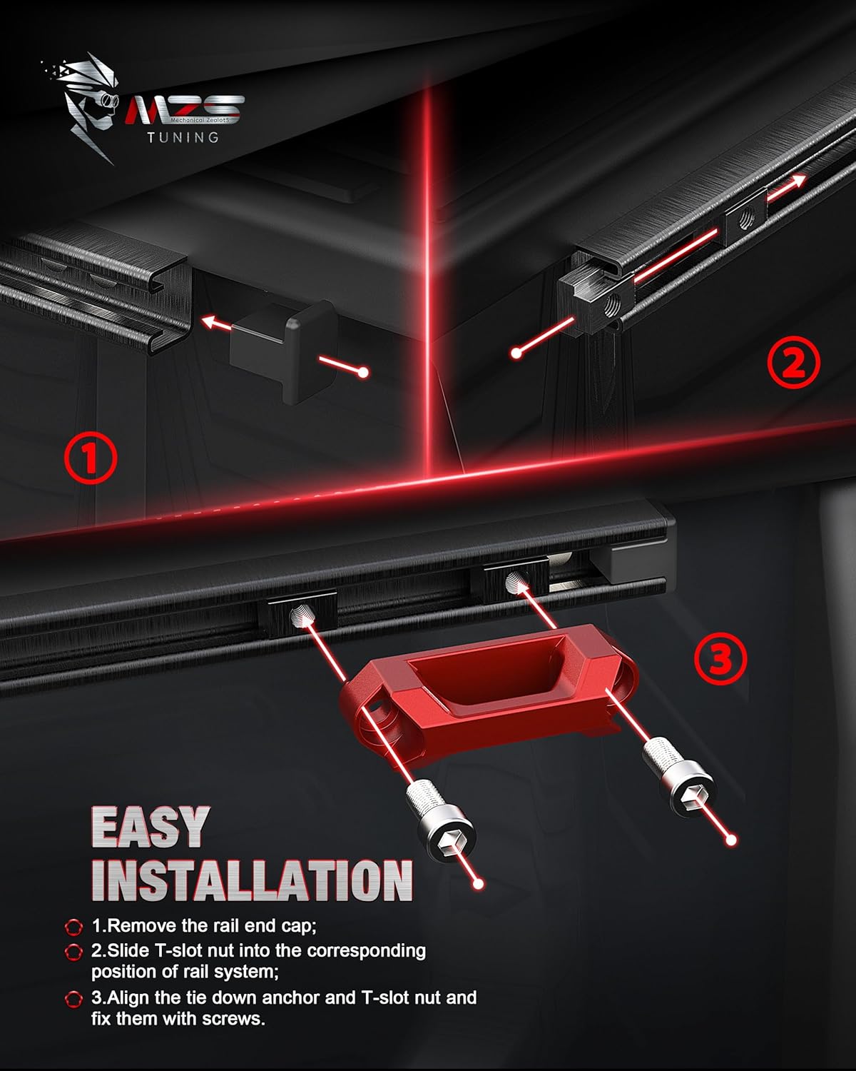 MZS Truck Bed Hooks & Tie Down Anchors & Bed Corner Brackets Compatible with Tacoma