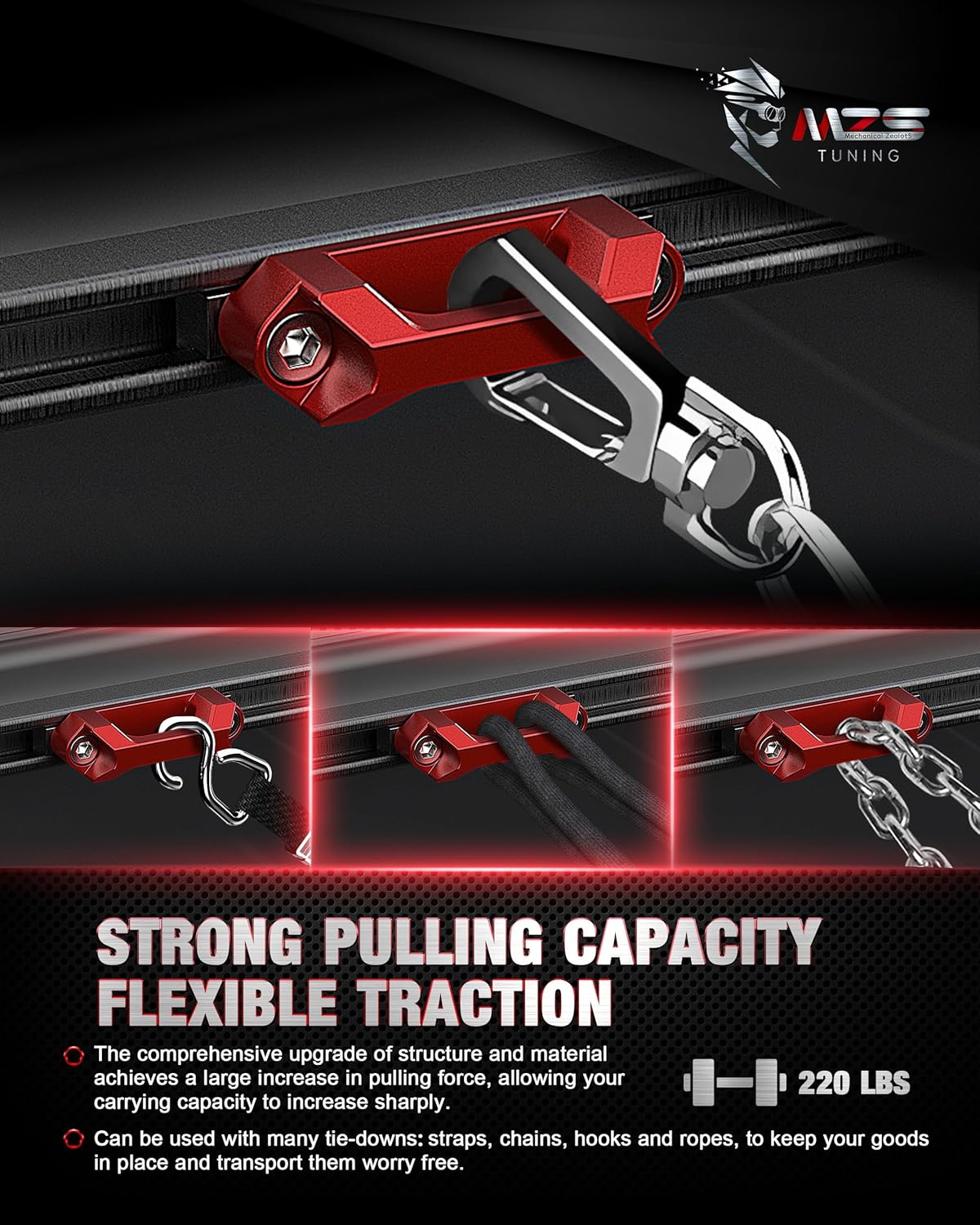 MZS Truck Bed Cleat & Tie Down Hook Aluminium Tie Down Anchors Compatible with Tacoma, Replace Part Number PT278-35231, 663120C010, PT278-35112