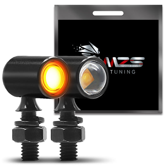 MZS Motorcycle Rear LED Turn Signals, Amber Light Mini Turn Signal Tail Light, Minimalist Design, Universal 6mm Screw Suitable for 6mm/8mm/10mm Hole Compatible with Most Family Motorcycles