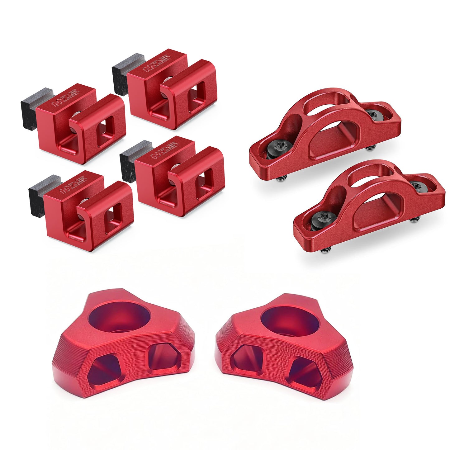 MZS Tacoma Tie-Down Kit, Bed Rail Cleats+Rope Hook Inner+Truck Bed Tie Down Anchors Compatible with 2005-2025 Tacoma, Replace PT278-35160/663120C010/PT278-35054 (Red, 6Pcs)