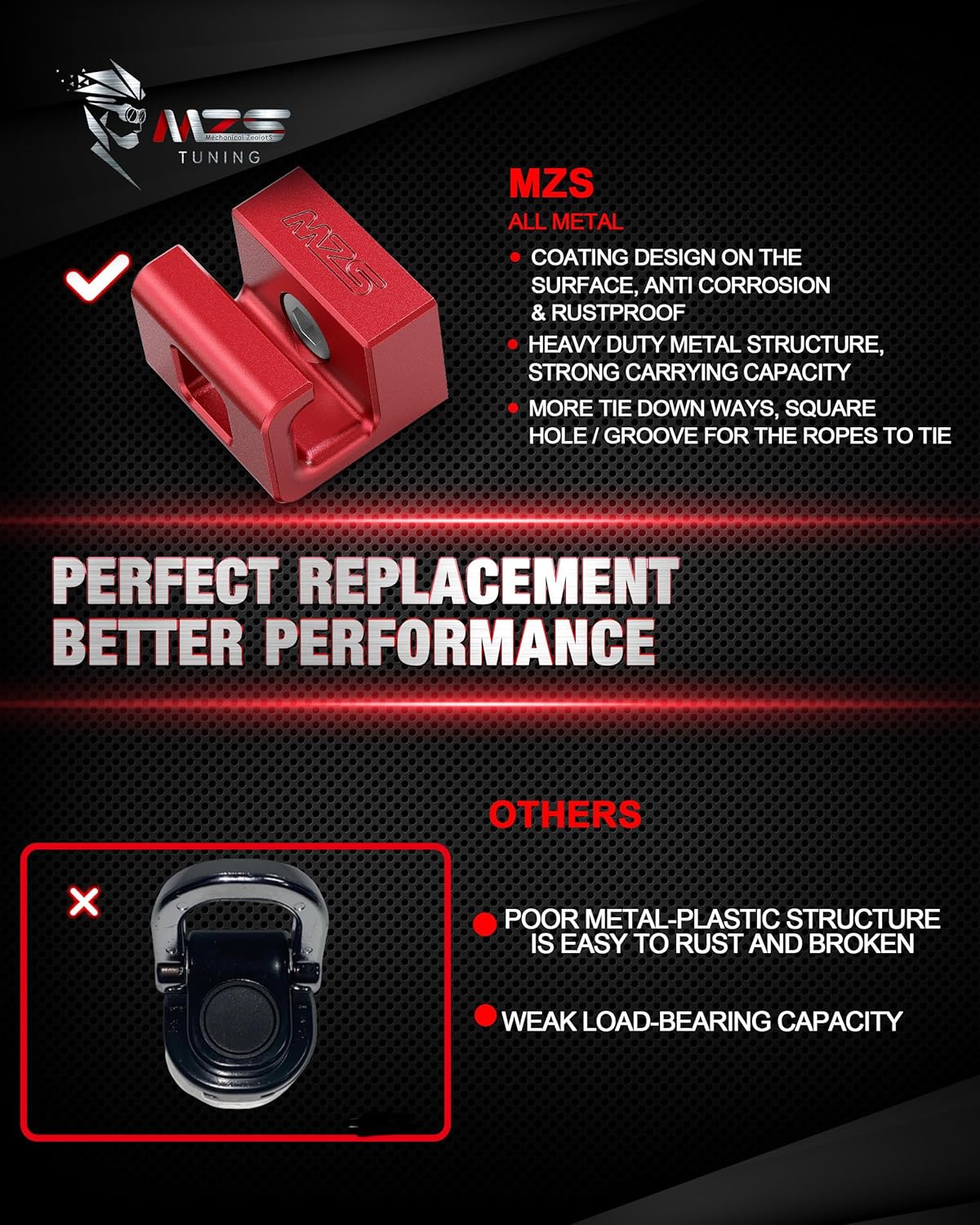 MZS X3 X4 X5 X6 Hybrid Slide Rail Hooks for Rear Trunk Cargo Luggage Lashing Rail, Aluminum Tie Down Anchors Replace 51477146024 51473400537 51477331198