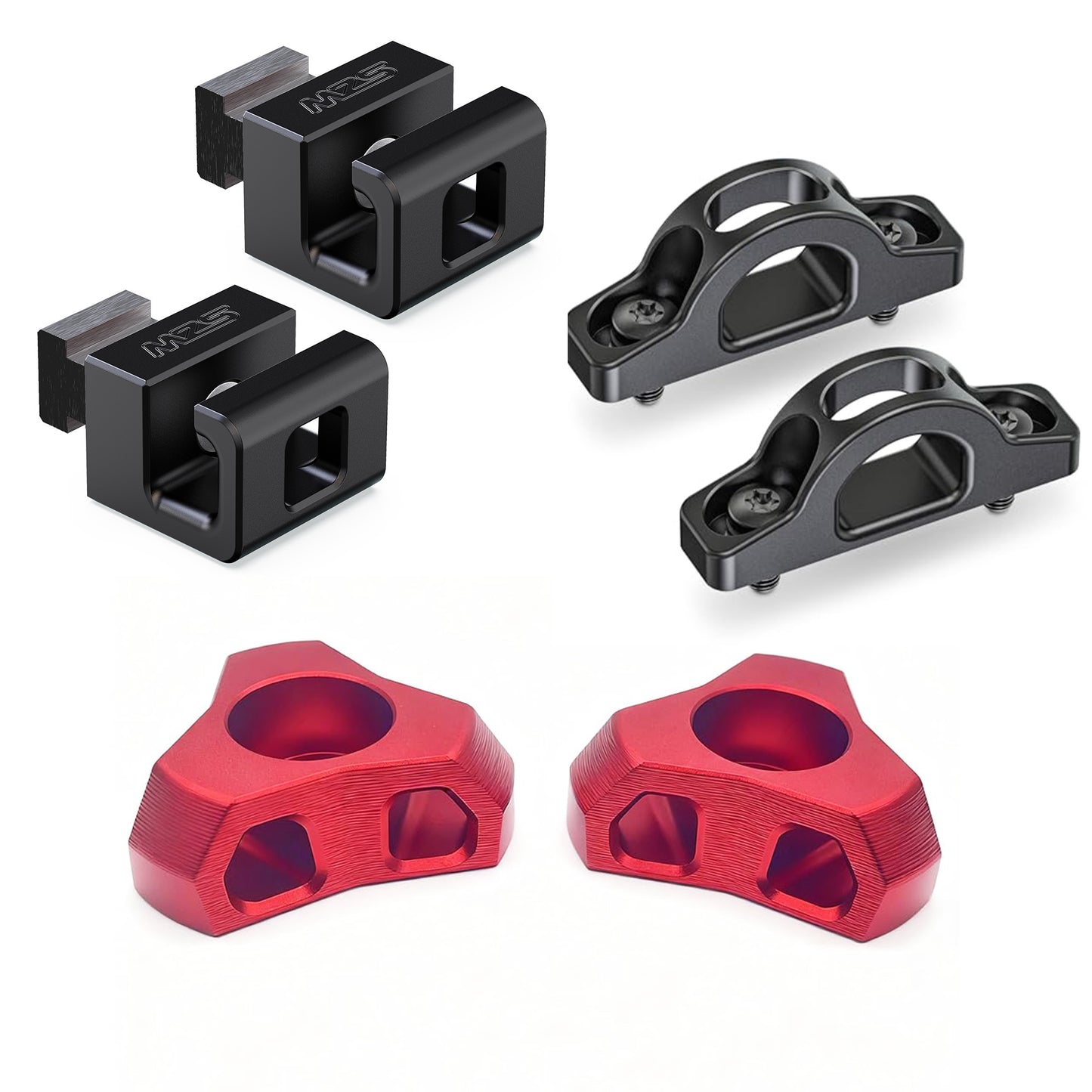 MZS Tacoma Tie-Down Kit, Bed Rail Cleats+Rope Hook Inner+Truck Bed Tie Down Anchors Compatible with 2005-2025 Tacoma, Replace PT278-35160/663120C010/PT278-35054 (Red, 6Pcs)