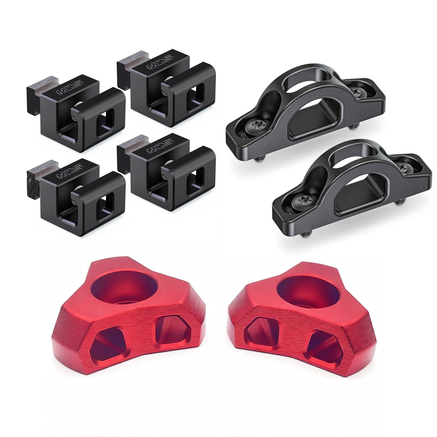 MZS Tacoma Tie-Down Kit, Bed Rail Cleats+Rope Hook Inner+Truck Bed Tie Down Anchors Compatible with 2005-2025 Tacoma, Replace PT278-35160/663120C010/PT278-35054 (Red, 6Pcs)