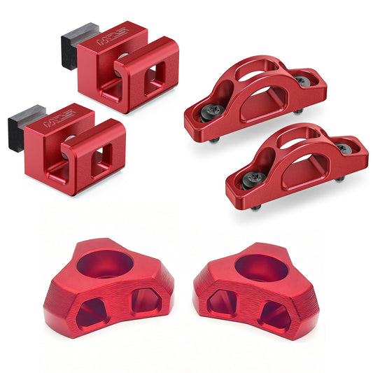 MZS Tacoma Tie-Down Kit, Bed Rail Cleats+Rope Hook Inner+Truck Bed Tie Down Anchors Compatible with 2005-2025 Tacoma, Replace PT278-35160/663120C010/PT278-35054 (Red, 6Pcs)