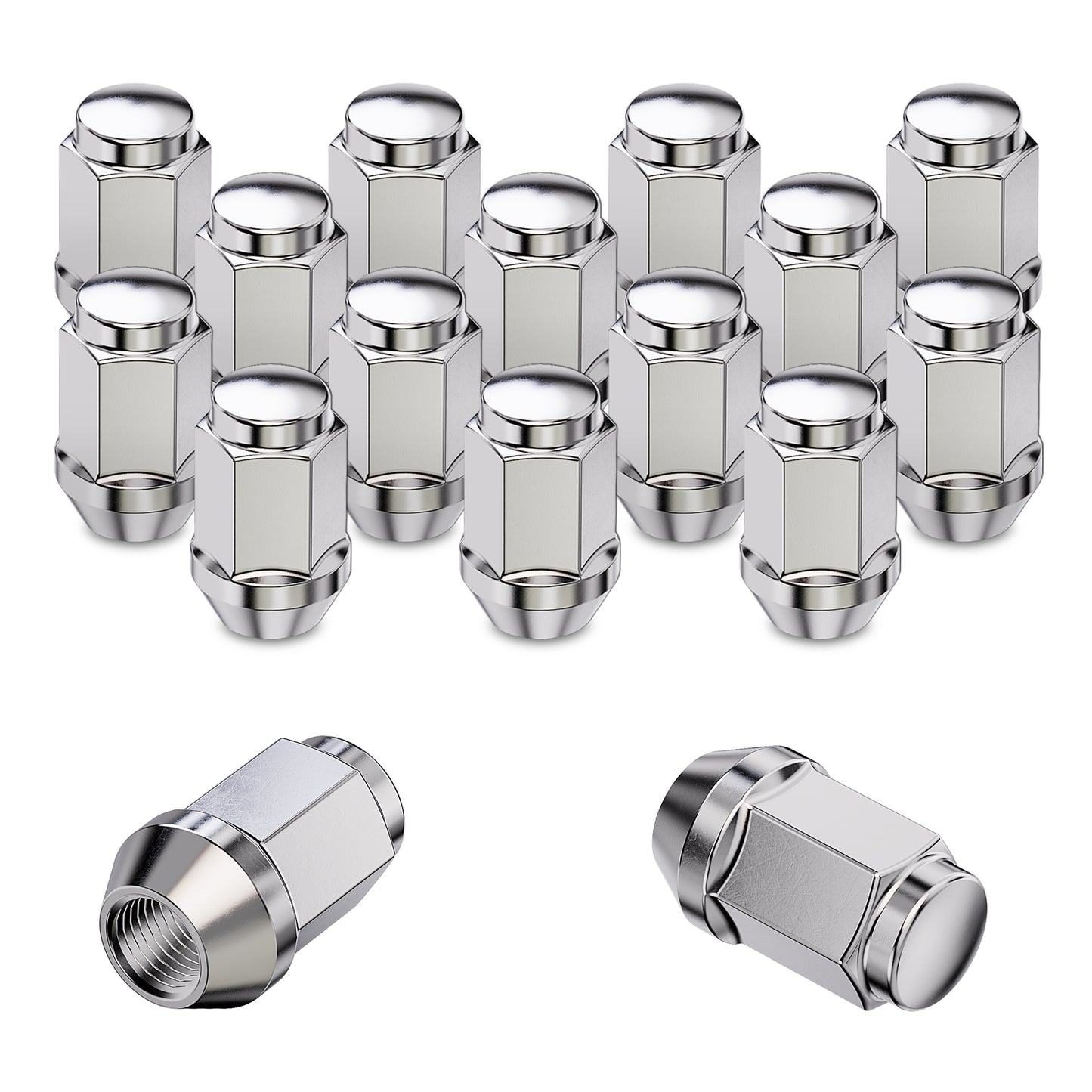MZS ATV UTV M12x1.5 Lug Nuts, 19mm Hex Cone Seat Closed End Wheel Nut for Ranger RZR XP 900 1000 / General 1000 / Pioneer 500 700 1000, One-Piece Design Lugnuts, Chrome, 16Pcs