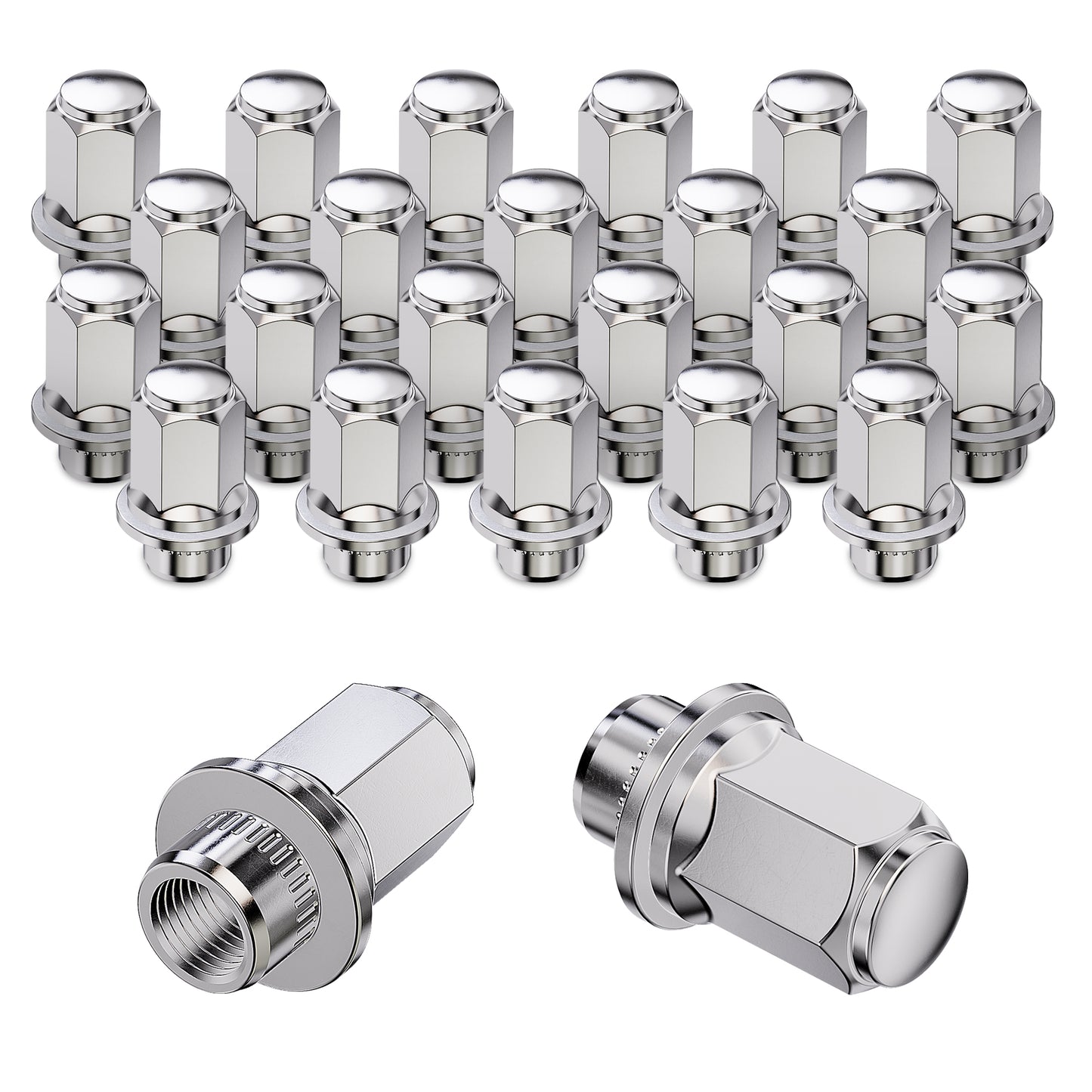 MZS M12x1.5 Lug Nuts, 21mm Hex Closed End Mag Seat Wheel Nut for Tacoma / 4Runner / FJ Cruiser / Rav4 / Corolla/Camry / GX460, Replace OEM 611167 611212 9094201058 9094201084, Chrome, 24PCS