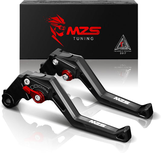 MZS Black Motorcycle Brake Clutch Levers Adjustable Short Compatible with APRILIA TUONO 660 21-25 / RSV4 09-12 / RSV4 1000RR  19-21 / RSV4 FACTORY 13-14