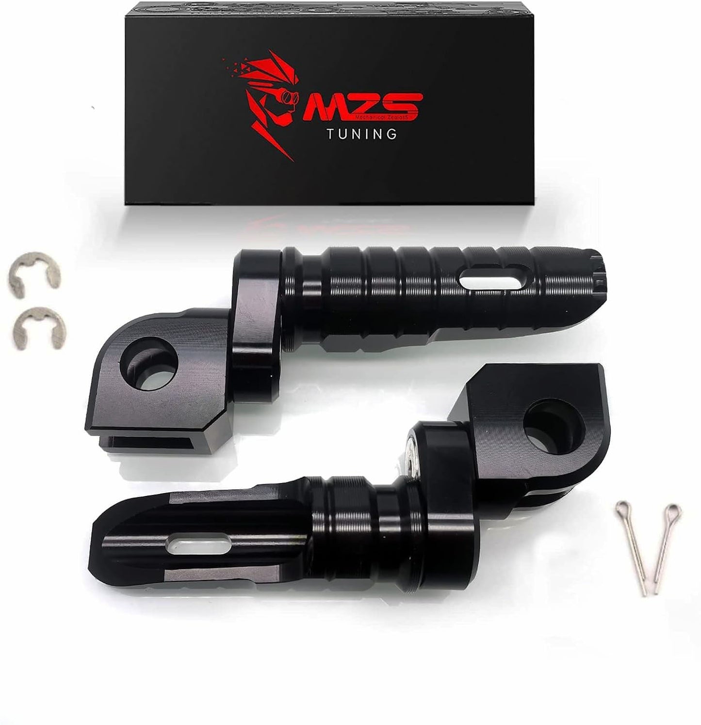 MZS Motorcycle Foot Pegs, Front Rider Footpegs Footrest Rest Pedal Adjustable Aluminum Black Compatible with GROM Monkey CBR 600 F2 F3 F4 F4I CBR600RR CBR1000RR VFR800 CB1100