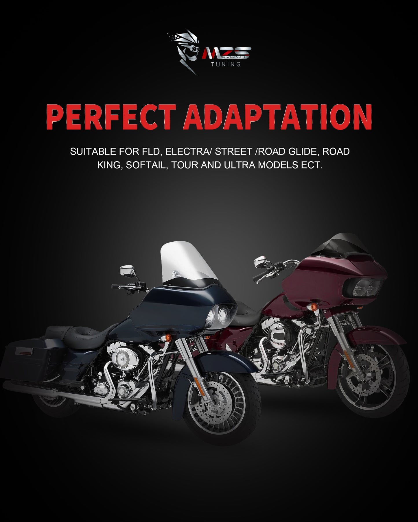 MZS Motorcycle Driver Floorboards, Touring Front Footboards Foot Pegs Boards Compatible with Electra Glide 83-23 / Road Glide 98-24 / Road King 94-24 / Softail 93-17 / Street Glide 06-24 / Tri 09-24