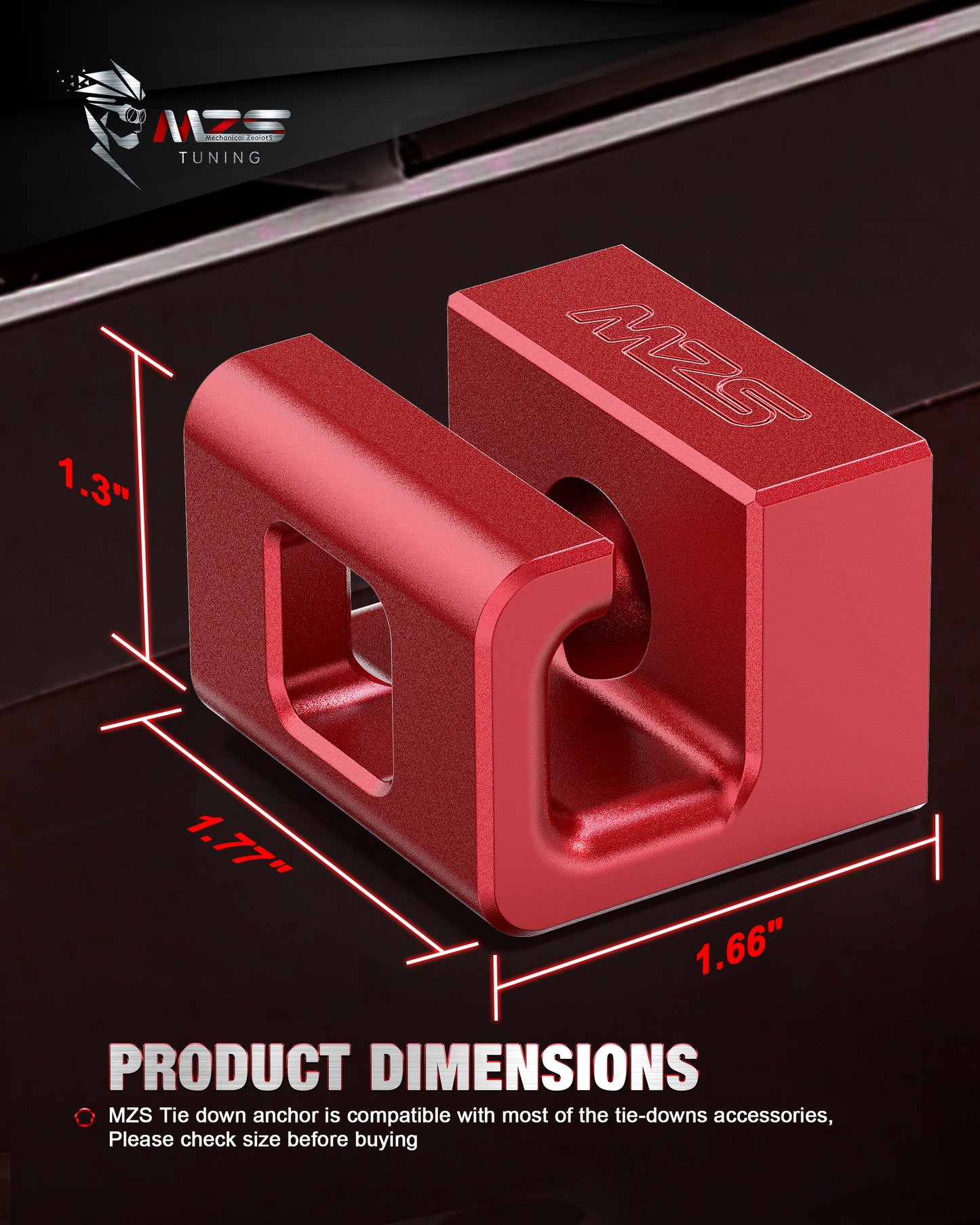 MZS Truck Bed Tie Down Anchors, Side Wall Stake Pocket Hooks Compatible with 2007+ Silverado Sierra 1500 2500 3500/2015+ Colorado Canyon Replaces 23146899 (Red, 2pcs)