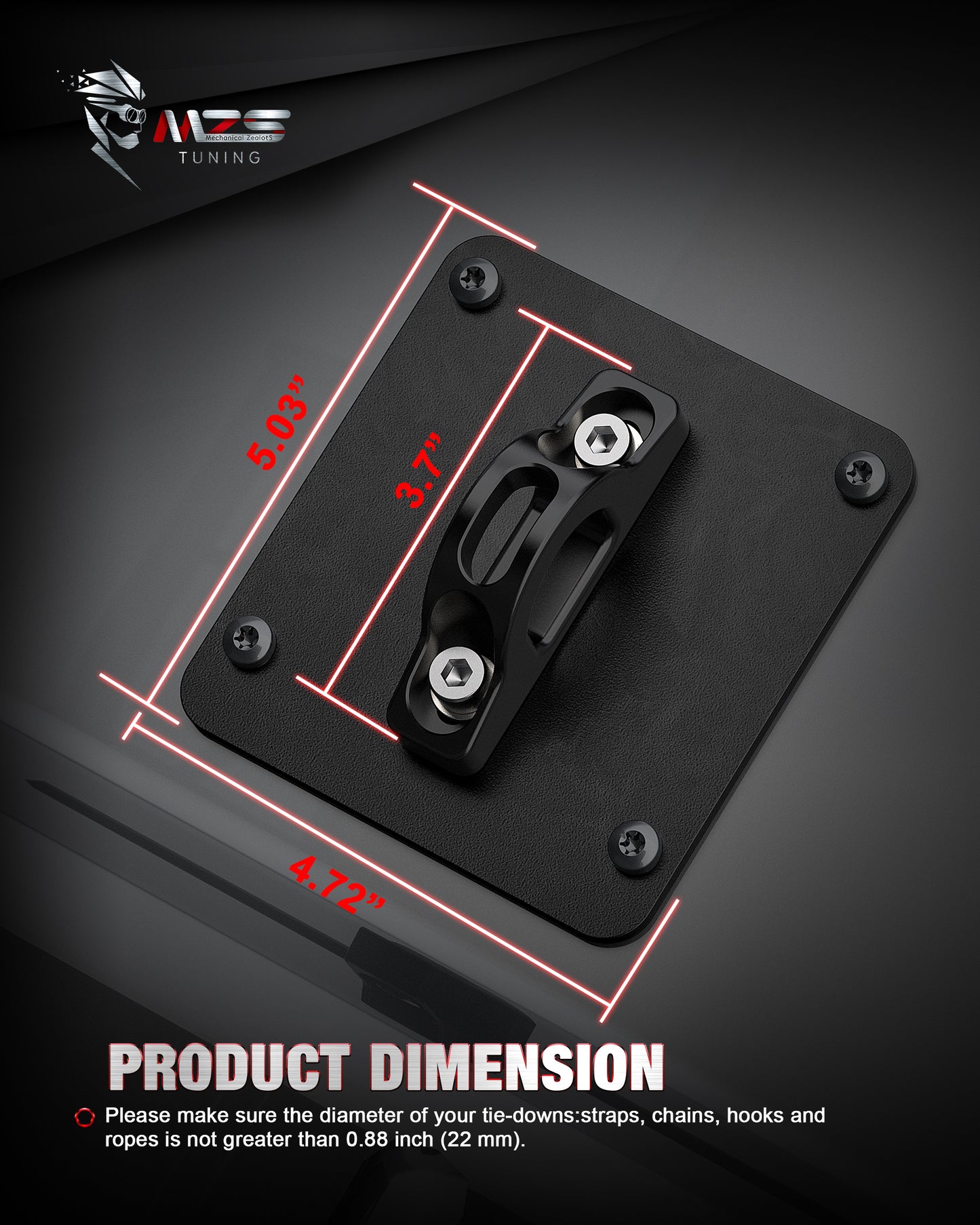 MZS Truck Bed Tie Down Anchors Compatible with 2015-2026 F150 Raptor Lightning / F250 F350 F450 F550 Super Duty, Steel Plates & Aluminium Cleats Replace FL3Z99000A64B FL3Z-9928408-AB, Black, 2Pcs