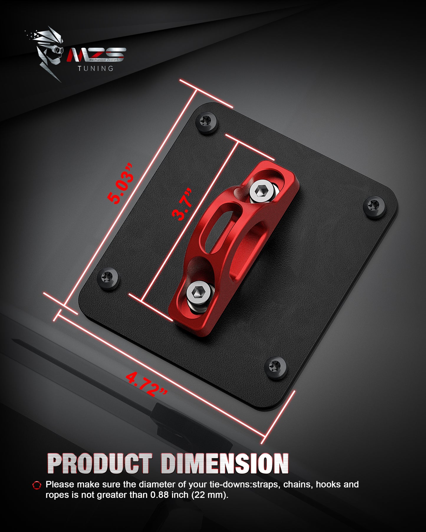 MZS Truck Bed Tie Down Anchors Compatible with 2015-2026 F150 Raptor Lightning / F250 F350 F450 F550 Super Duty, Steel Plates & Aluminium Cleats Replace FL3Z99000A64B FL3Z9928408AB, Red, 2Pcs
