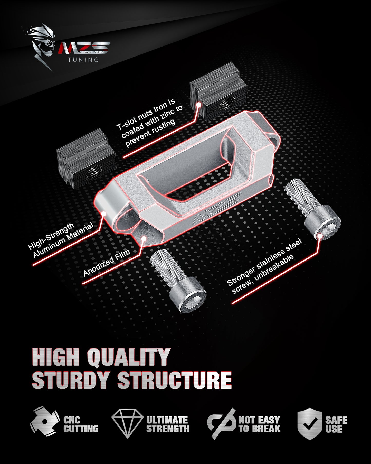 MZS Truck Bed Rail Cleats Tie Down Anchors T Slot Nuts Compatible with Tacoma/Tundra/Gladiator Deck Rail System for Cargo Management, Replace PT27835160 PT27835112 PT2780C010, Sliver