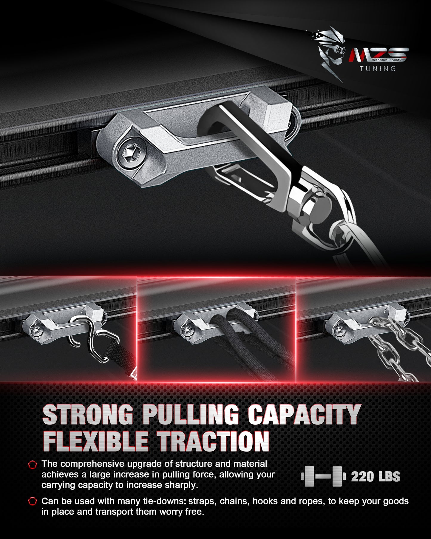 MZS Truck Bed Rail Cleats Tie Down Anchors T Slot Nuts Compatible with Tacoma/Tundra/Gladiator Deck Rail System for Cargo Management, Replace PT27835160 PT27835112 PT2780C010, Sliver